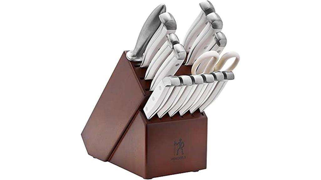 15 piece white handle knives