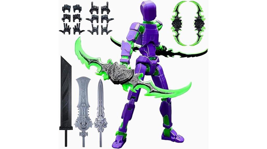3d printed purple green figure