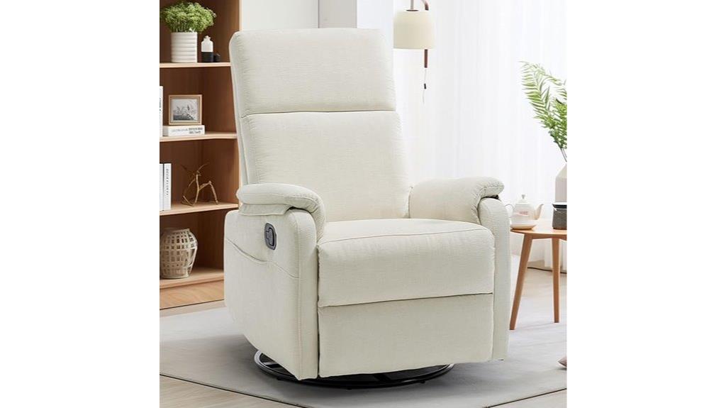 beige recliner with modern armrests