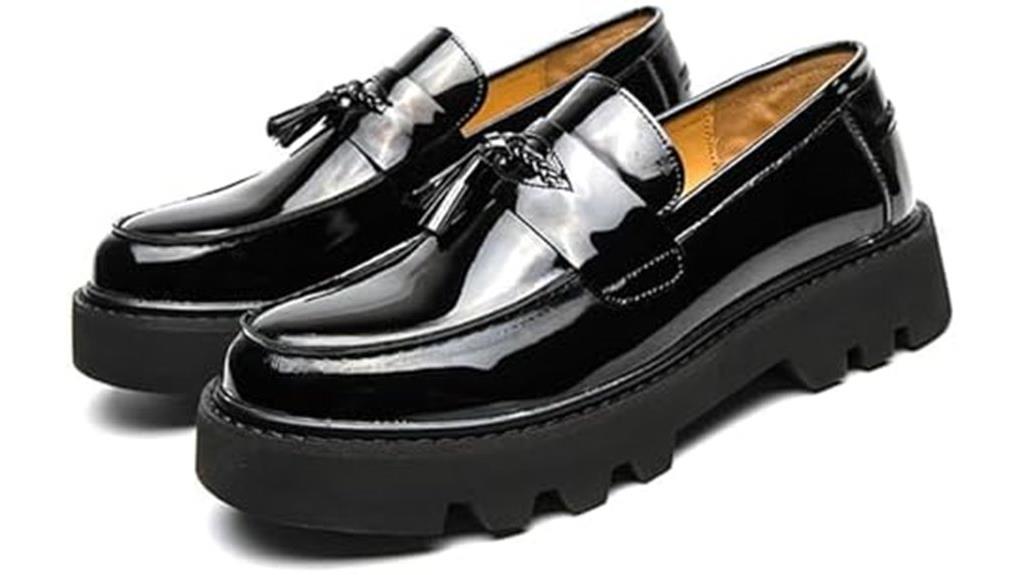 black patent loafers
