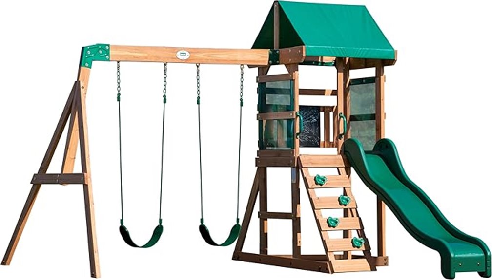 cedar wooden swing set
