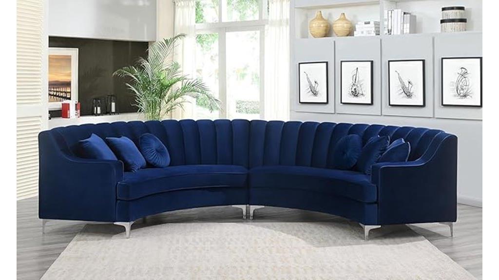 dark blue velvet sofa