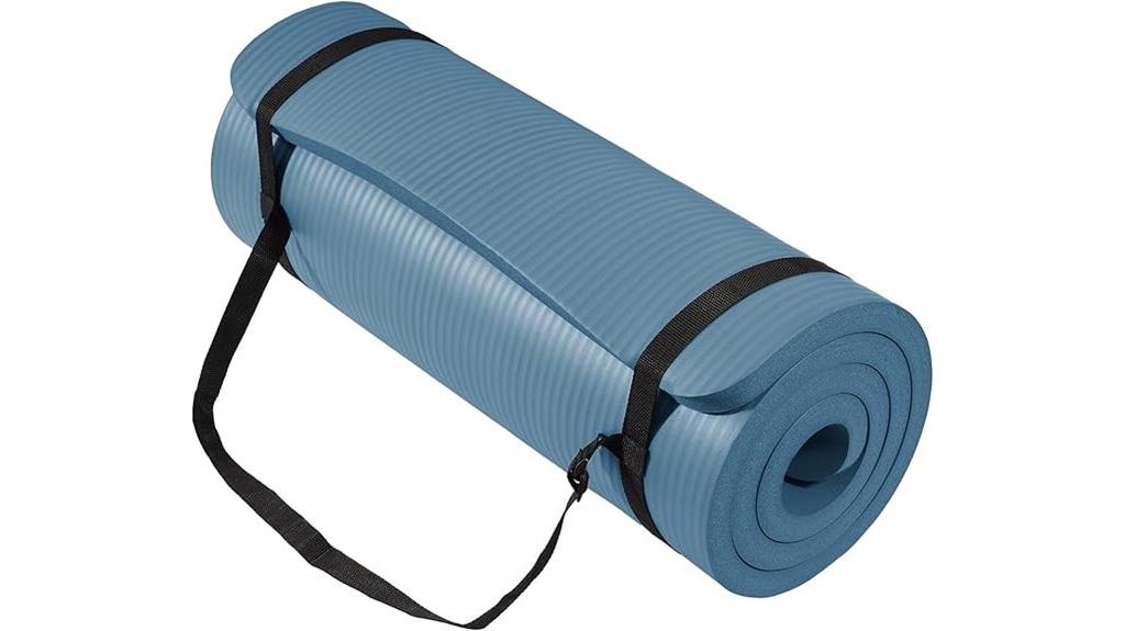 gray yoga mat with strap
