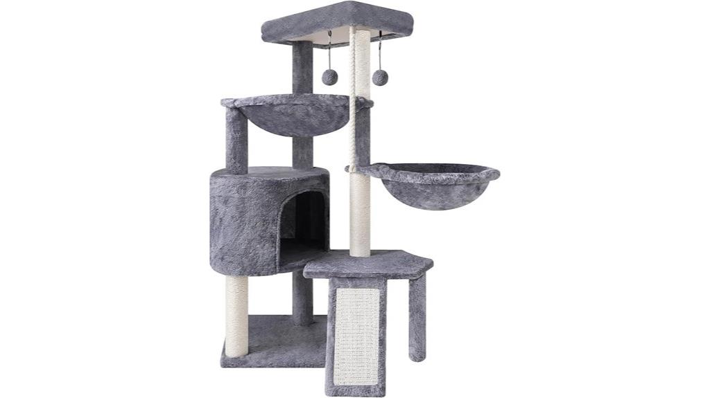 grey three layer cat tree