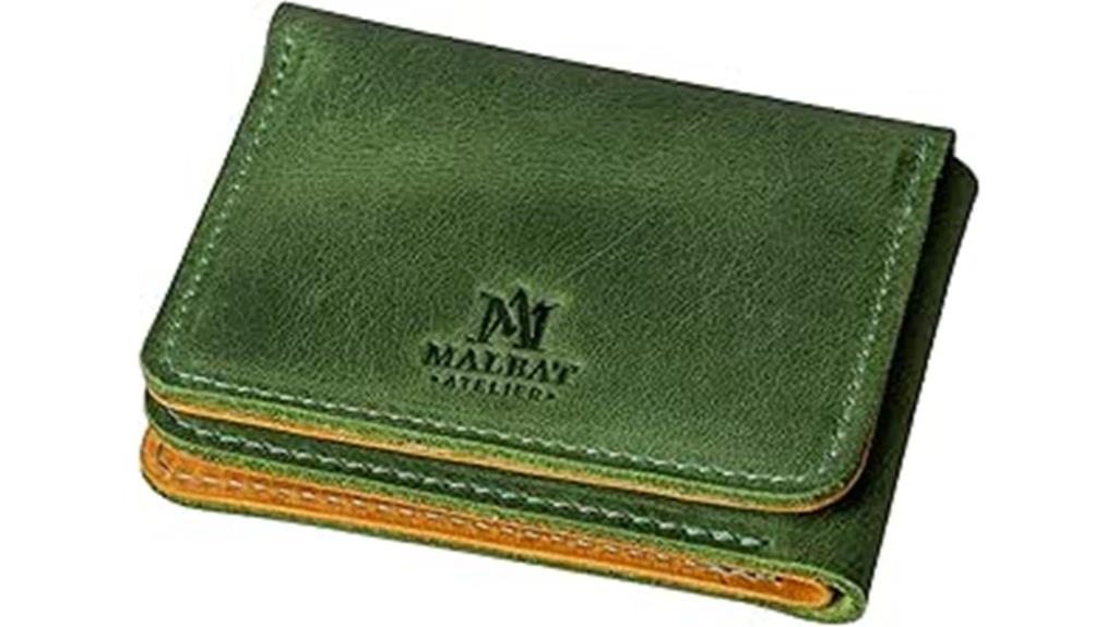 handcrafted green mustard wallet
