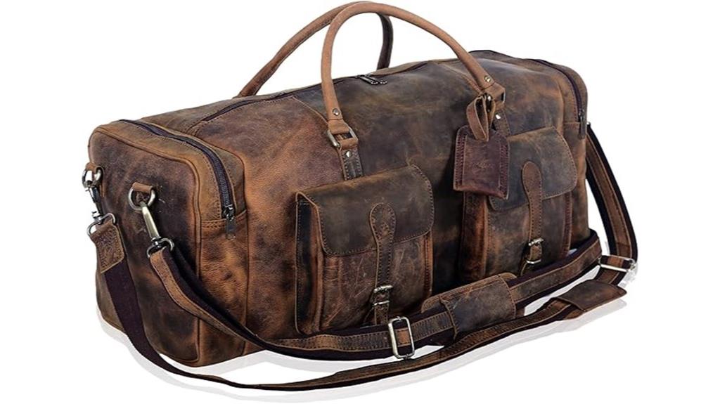 komalc leather travel duffle