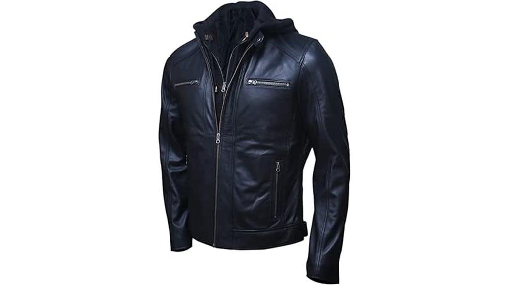 leather motorcycle jacket with hood