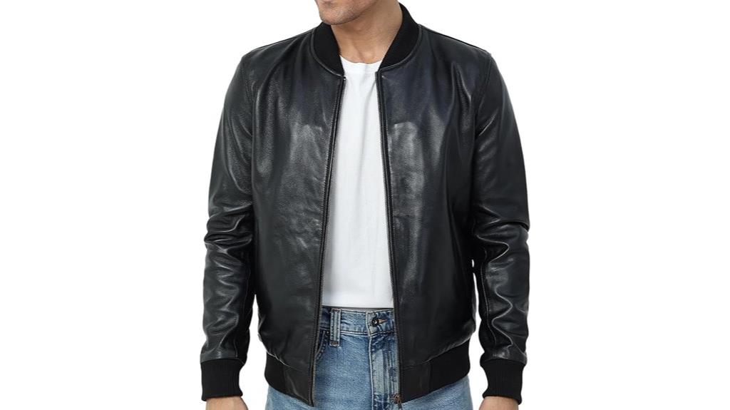 men s black leather bomber