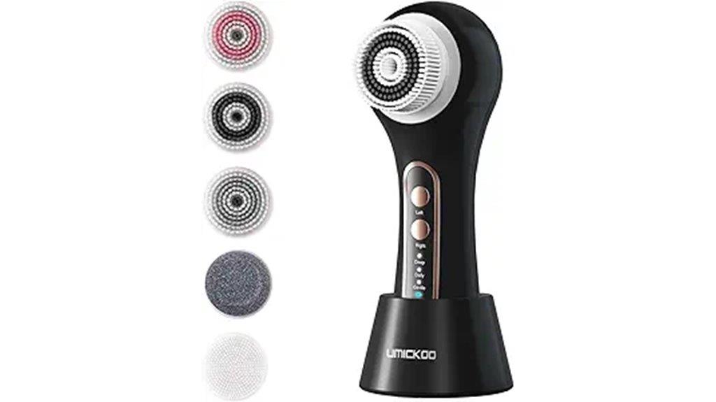 rechargeable facial brush with heads