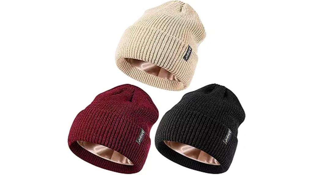 satin lined beanie set