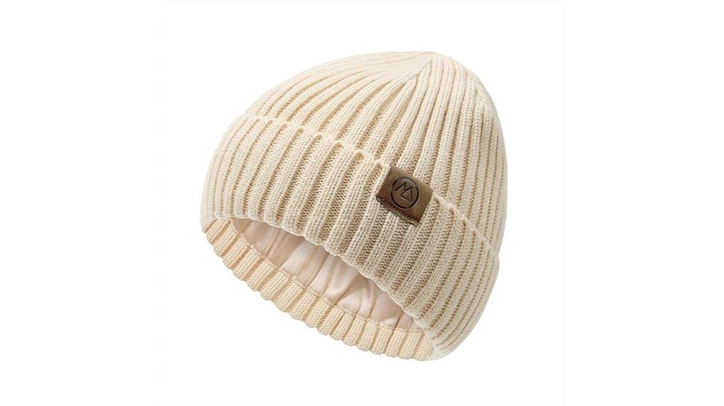 satin lined winter beanie