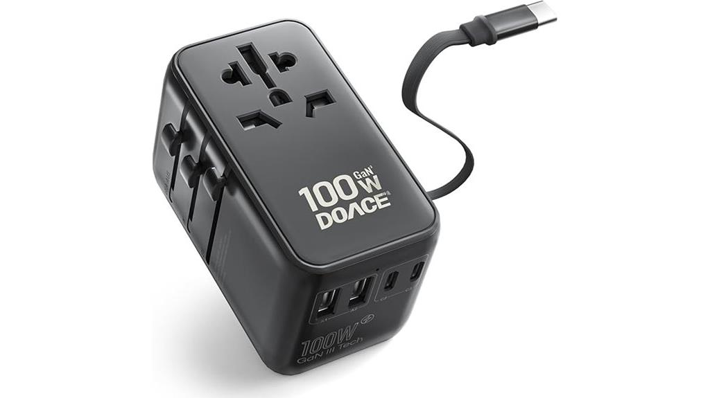 universal travel adapter with six usb ports