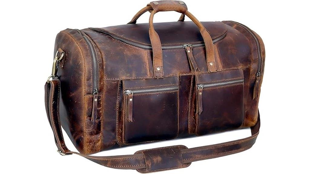 vintage cowhide leather duffel