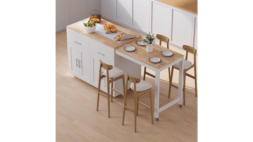 white extendable kitchen island