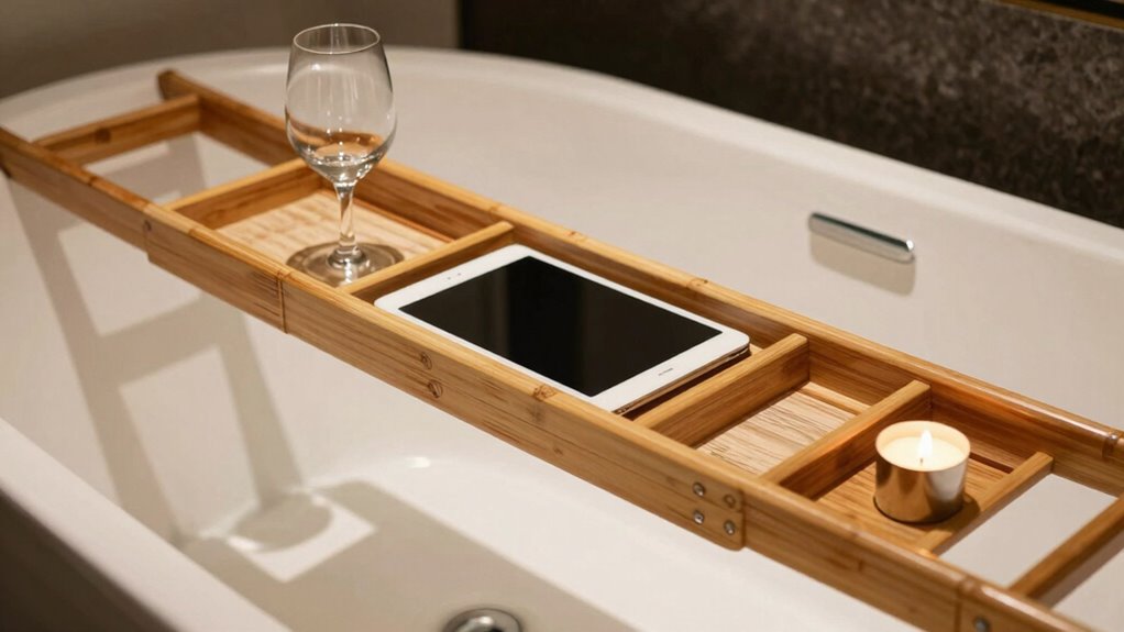 luxury bamboo bath caddy