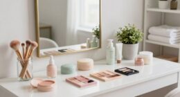 organized beauty station setup