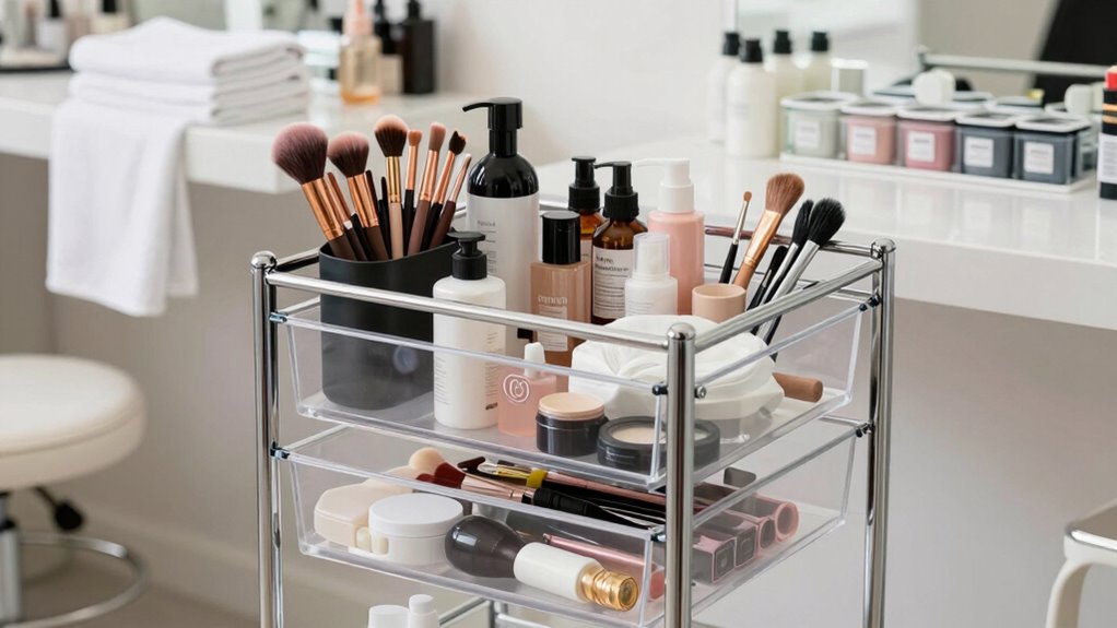 organized mobile beauty workspace