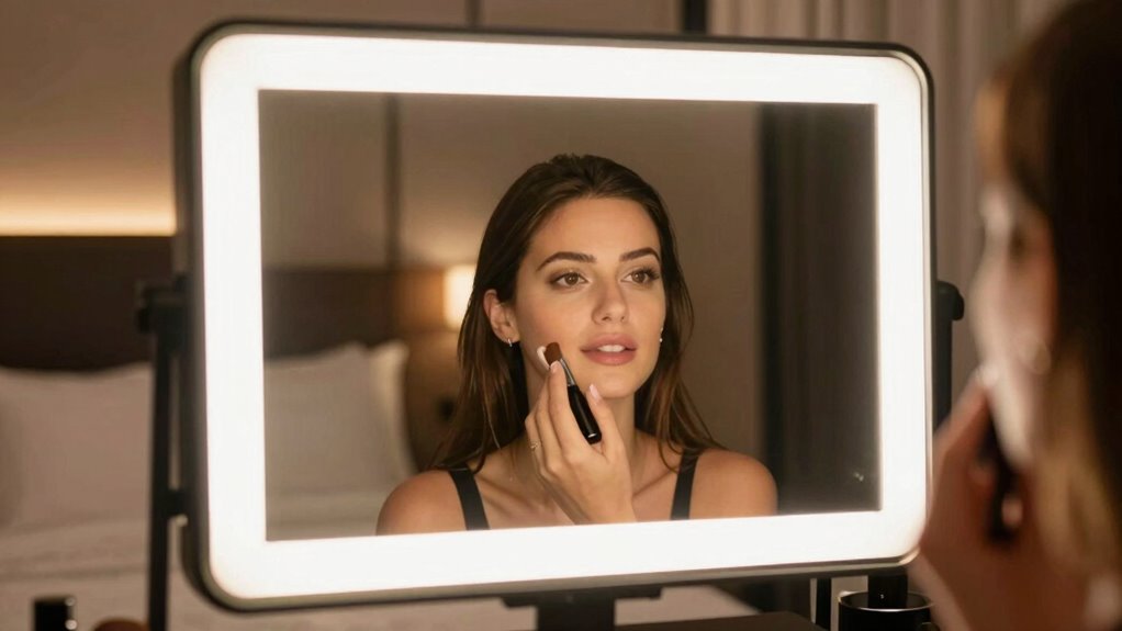 portable illuminated grooming mirror