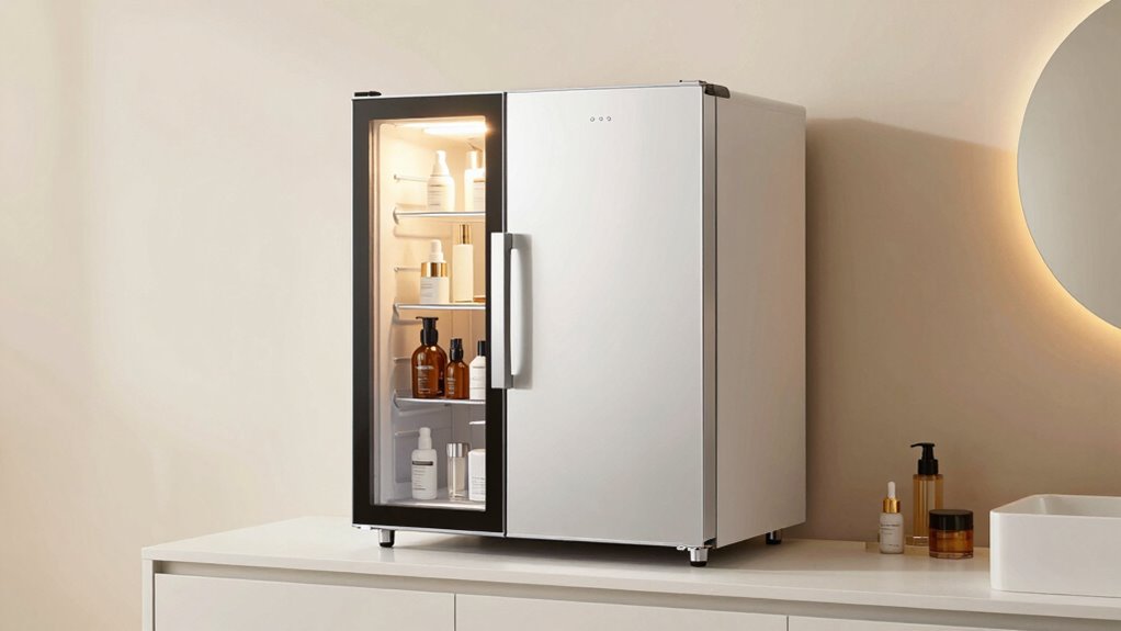 skincare fridge with mirror