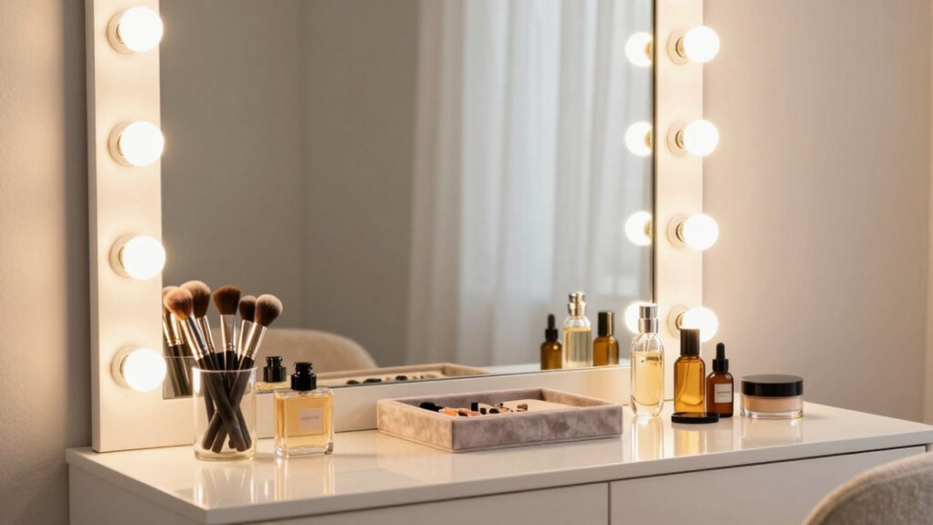 well lit organized vanity space